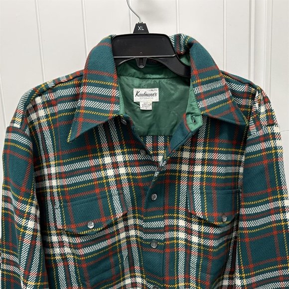 Vintage Shirtjac Shirt Jacket Kaufmann's Pittsburgh Green White Yellow XL - Picture 3 of 7